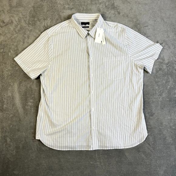 Vince Men's XXL Classic Fit Striped Button Up Short Sleeve NWT - Picture 1 of 12